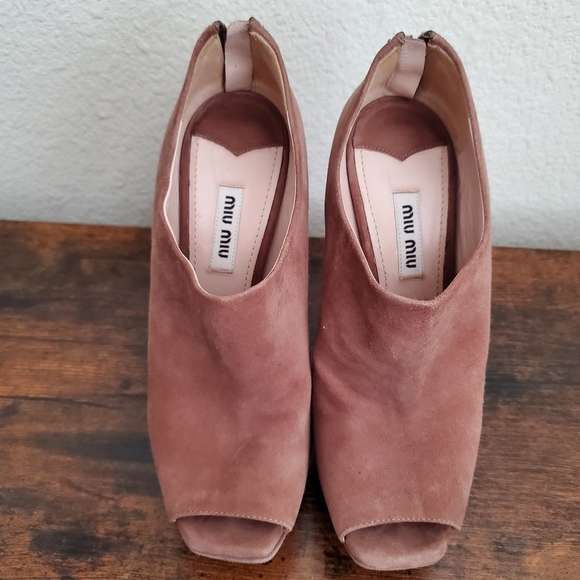 Miu Miu Dark Rose Suede Open Toe Mule 36.5 - Picture 4 of 10